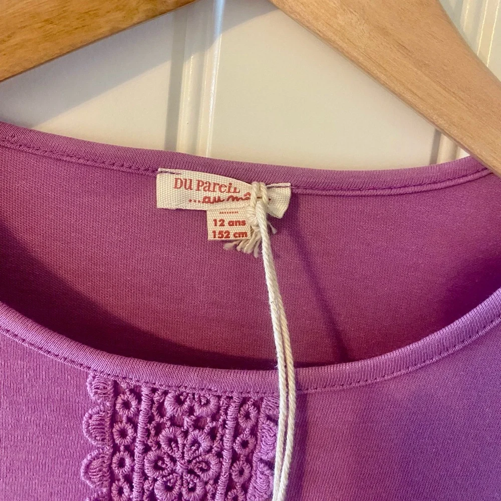 DPAM Du Pareil au Meme Top Girls 12 Purple Boutique French Brand 100% Cotton